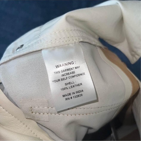 Song of Style Two-Tone Leather Mini Skirt - Cream and White - Picture 5 of 9